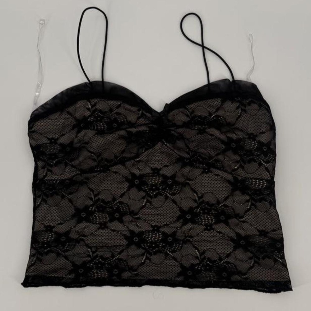 Wild Fable Black Floral Lace Cami Top Sweetheart Neck Grunge Goth Women Medium